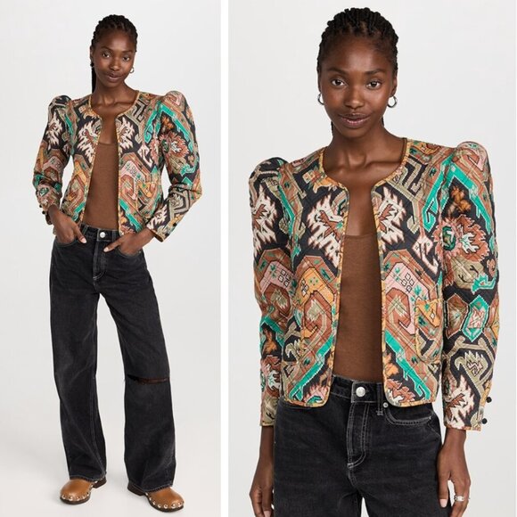 NEW Love the Label Olivier Quilted Jacket Marrakech Print Bohemian Festival - Picture 1 of 10